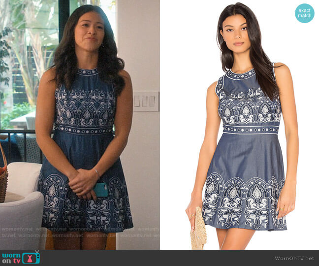 JOA Embroidered Fit and Flare Dress worn by Jane Villanueva (Gina Rodriguez) on Jane the Virgin