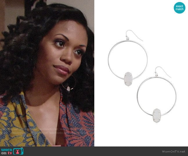 Kendra Scott Elora Frontal Hoop Earrings worn by Hilary Curtis (Mishael Morgan) on The Young and the Restless
