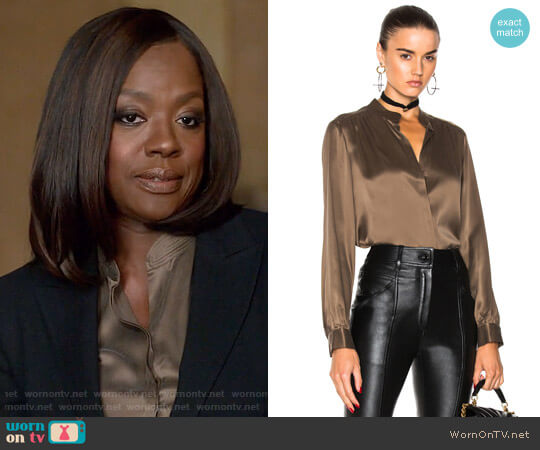 LAgence Bianca Blouse in Pine Bark worn by Annalise Keating (Viola Davis) on How to Get Away with Murder