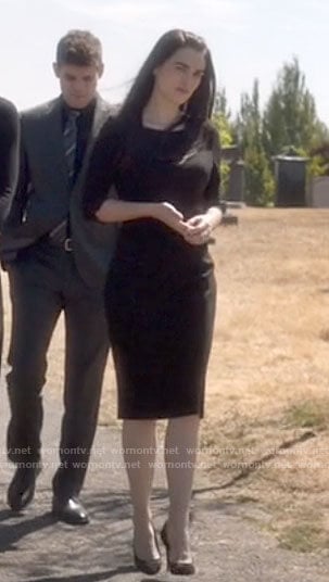 Lena’s black boatneck dress on Supergirl