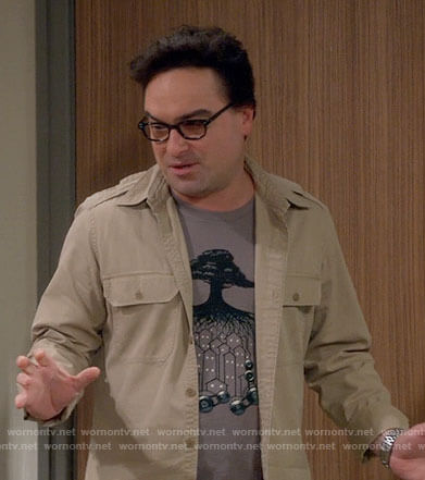 Leonard’s tree with cogs t-shirt on The Big Bang Theory