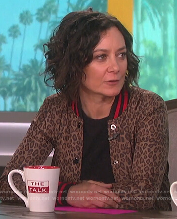 Sara’s leopard print bomber jacket on The Talk