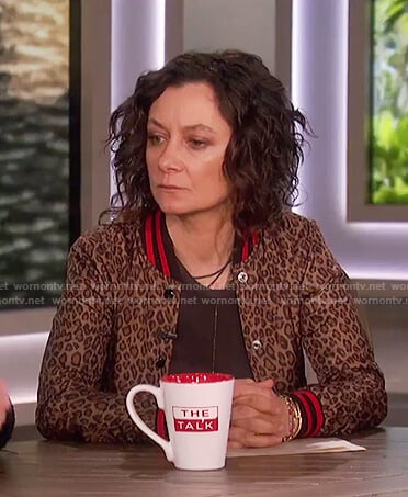 Sara’s leopard print bomber jacket on The Talk