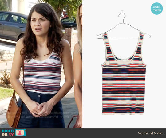 Madewell Ribbed Sweater Tank in Stripe worn by Sabrina Pemberton (Sofia Black D'Elia) on The Mick