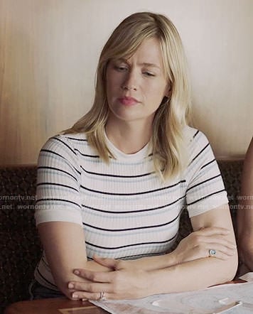 Melissa’s white striped top on Last Man on Earth