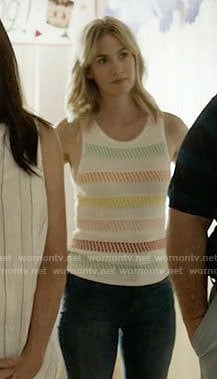 Melissa’s multi-colored striped top on Last Man on Earth