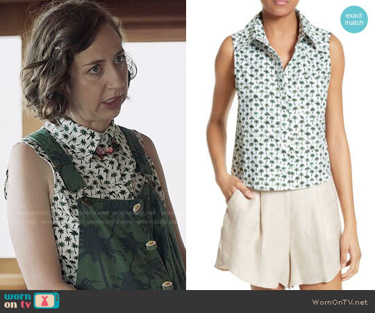 Milly Bambino Palm Print Tie Back Top worn by Carol Pilbasian (Kristen Schaal) on Last Man On Earth