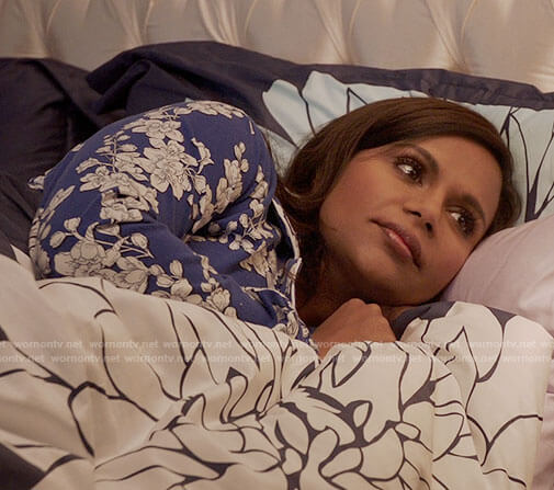 Mindy’s blue and white floral pajamas on The Mindy Project