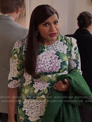Mindy’s green and purple floral dress on The Mindy Project