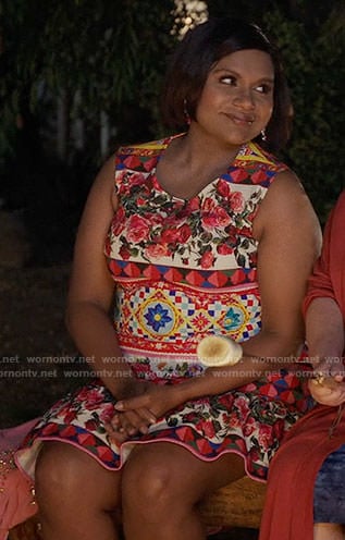 Mindy’s mixed pattern dress on The Mindy Project