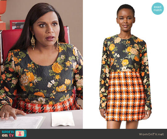 MSGM Silk & Plaid Dress worn by Mindy Lahiri (Mindy Kaling) on The Mindy Project