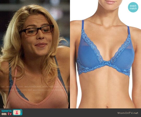 Natori Feathers Bra in Berry Blue worn by Felicity Smoak (Emily Bett Rickards) on Arrow