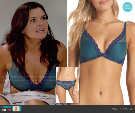 Natori Feathers Underwire Contour Bra in Blue Green / Ink worn by Katie Logan (Heather Tom) on The Bold and the Beautiful