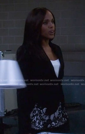 Olivia’s black lace trim blazer on Scandal