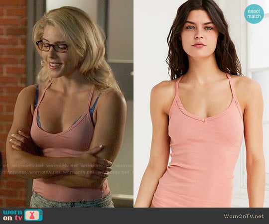 Out From Under Drop Needle Y-Back Cami in Peach worn by Felicity Smoak (Emily Bett Rickards) on Arrow