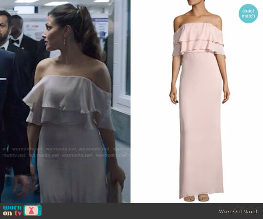 Parker Black Helen Gown in Blush worn by Emily Rhodes (Italia Ricci) on Designated Survivor