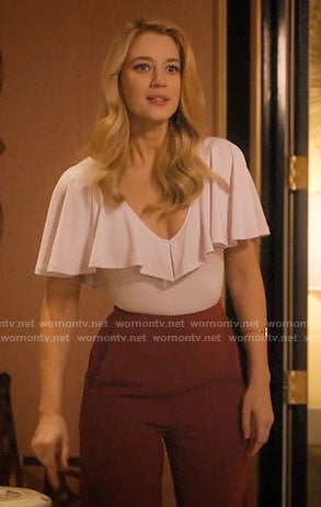 Petra’s pink ruffled top on Jane the Virgin
