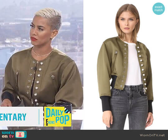 3.1 Phillip Lim Pearly Bomber worn by Sibley Scoles on E! News