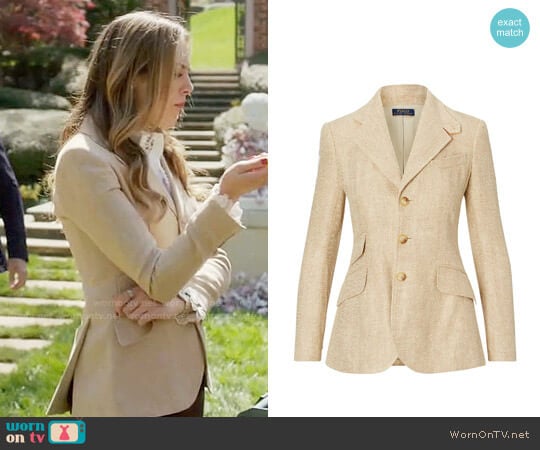 Polo Ralph Lauren Hacking Blazer worn by Fallon Carrington (Elizabeth Gillies) on Dynasty
