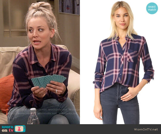 Rails Hunter Shirt in Admiral / Cranberry Melange worn by Penny Hofstadter (Kaley Cuoco) on The Big Bang Theory