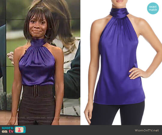 Ramy Brook Paige Top in Amethyst worn by Zuri Hall on E! News