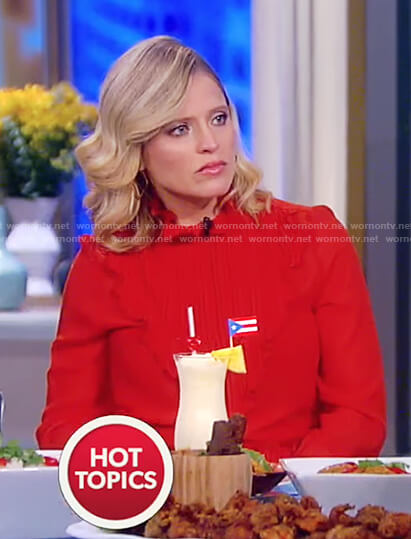 Sara’s red ruffle front victorian dress on The View