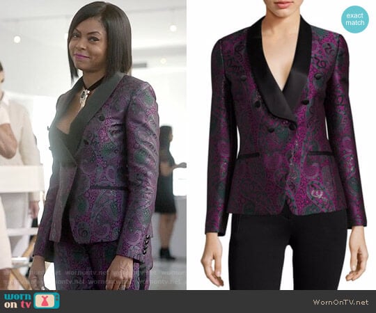 Roberto Cavalli Paisley Jacquard Double-Breasted Blazer worn by Cookie Lyon (Taraji P. Henson) on Empire