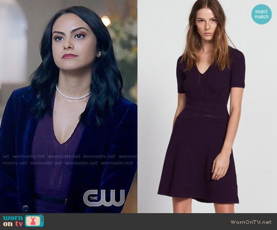 Sandro Betsy Dress in Purple worn by Veronica Lodge (Camila Mendes) on Riverdale
