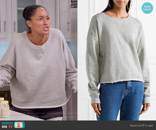 Simon Miller Frayed French Cotton-terry Sweatshirt worn by Rainbow Johnson (Tracee Ellis Ross) on Black-ish