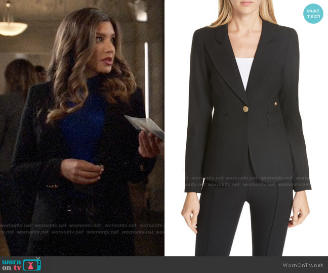 Smythe Duchess Blazer worn by Dinah Drake (Juliana Harkavy) on Arrow