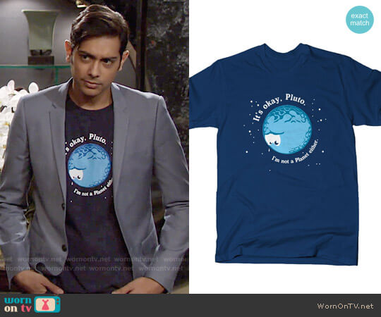 Snorg Tees Its Okay Pluto T-shirt worn by Ravi Shapur (Abhi Sinha) on The Young and the Restless
