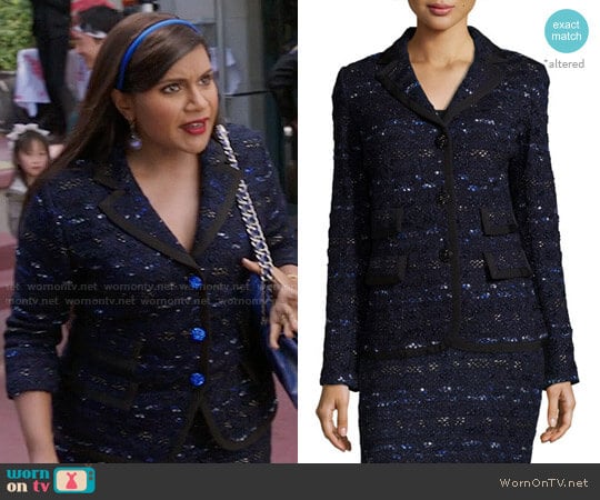 St John Collection Evening Cruise-Stripe Jacket worn by Mindy Lahiri (Mindy Kaling) on The Mindy Project