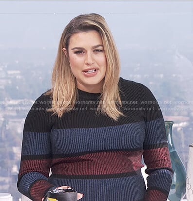 Carissa’s striped ribbed long sleeve dress on E! News Daily Pop