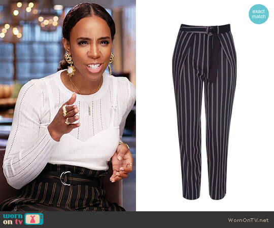 Topshop Striped Belted Peg Trousers worn by Kelly Rowland on The Voice