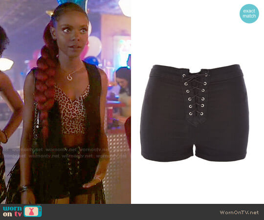Topshop Lace-Up Joni Shorts worn by Josie McCoy (Ashleigh Murray) on Riverdale