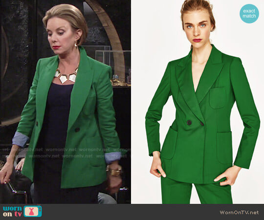 Zara Double Breasted Jacket worn by Gloria Abbott Bardwell (Judith Chapman) on The Young and the Restless