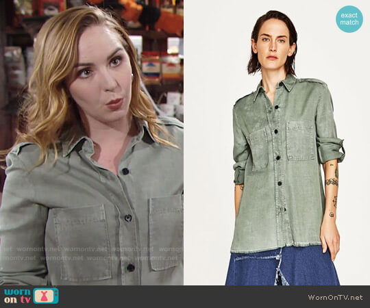 Zara Military Shirt worn by Mariah Copeland (Camryn Grimes) on The Young and the Restless