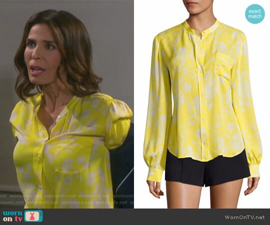 ALC Walter Floral-Print Silk Blouse worn by Hope Williams (Kristian Alfonso) on Days of our Lives