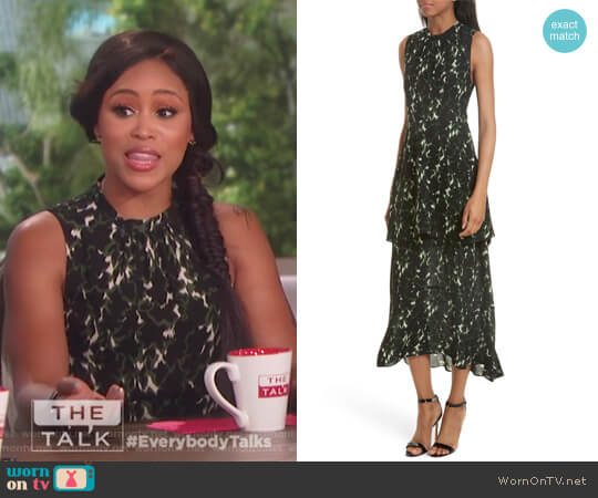 ALC Wylon Print Silk Dress worn by Eve on The Talk