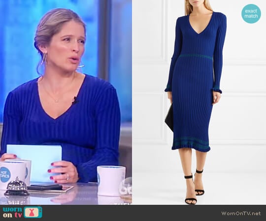 Altuzarra Isolde ribbed-knit midi dress worn by Sara Haines on The View