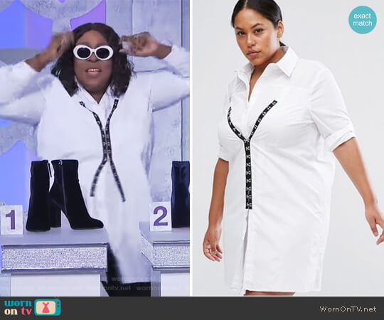 ASOS CURVE Cotton Shirt Dress with Hardware Detail worn by Loni Love on The Real