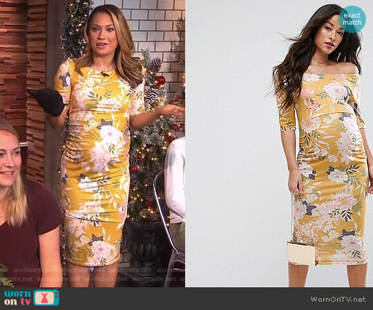 ASOS Bardot Dress with Half Sleeve worn by Ginger Zee on Good Morning America