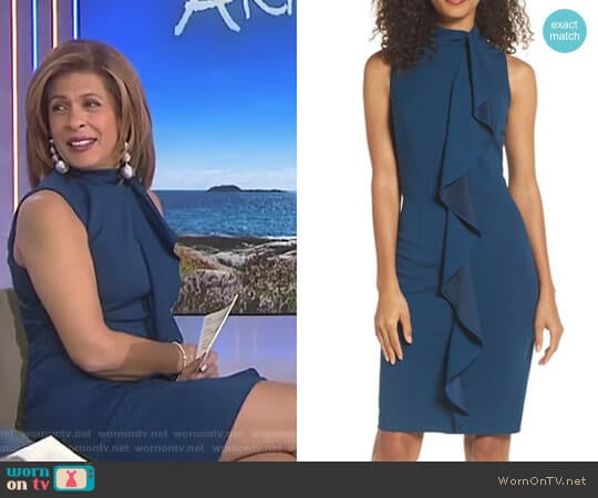 Adrianna Papell Ruffle Sheath Dress worn by Hoda Kotb on Today