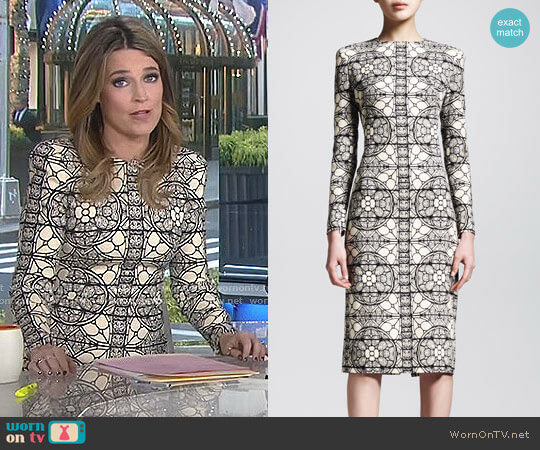 Alexander McQueen Stained Glass Sheath Dress worn by Savannah Guthrie on Today
