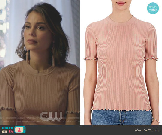Alexander Wang Embellished Cotton Rib-Knit Top worn by Cristal Flores (Nathalie Kelley) on Dynasty