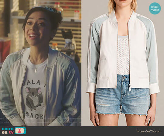 All Saints Varley Leather Bomber Jacket worn by Ella Lopez (Aimee Garcia) on Lucifer
