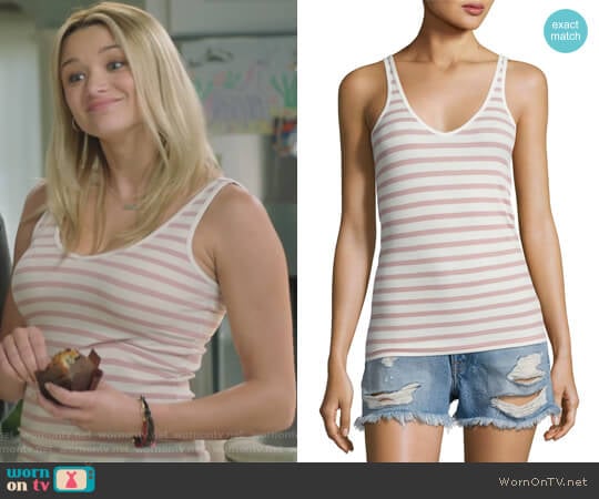 Anthony Thomas Melillo Striped Modal Rib Wrestler Tank worn by Clementine Hughes (Hunter King) on Life in Pieces