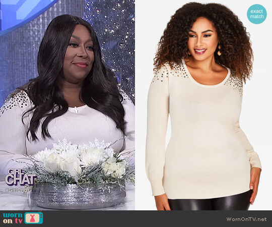 Ashley Stewart Sequin Sweater worn by Loni Love on The Real