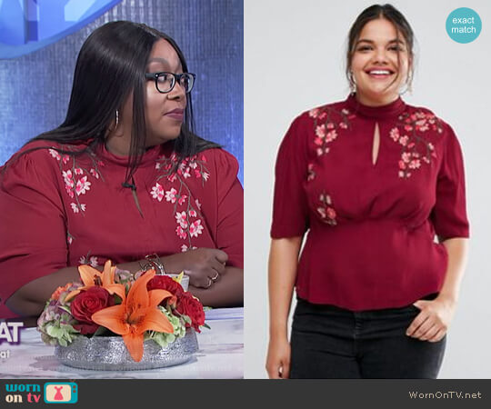 ASOS Curve Tea Blouse With Embroidery worn by Loni Love on The Real