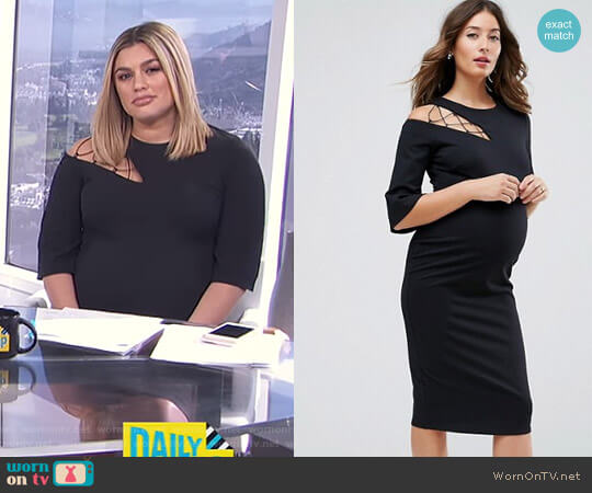 Asos Maternity Fluted Sleeve Shift Dress with Ladder Detail worn by Carissa Loethen Culiner on E! News
